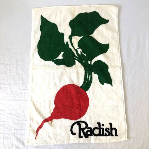 Vintage Martex Perla Meyers Kitchen Towel Radish 1977 Made in USA - Picture 1 of 6